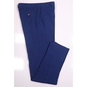 Duchamp Royal Medieval Blue Seersucker Flat Front Slim Fit Dress Pants 30x32